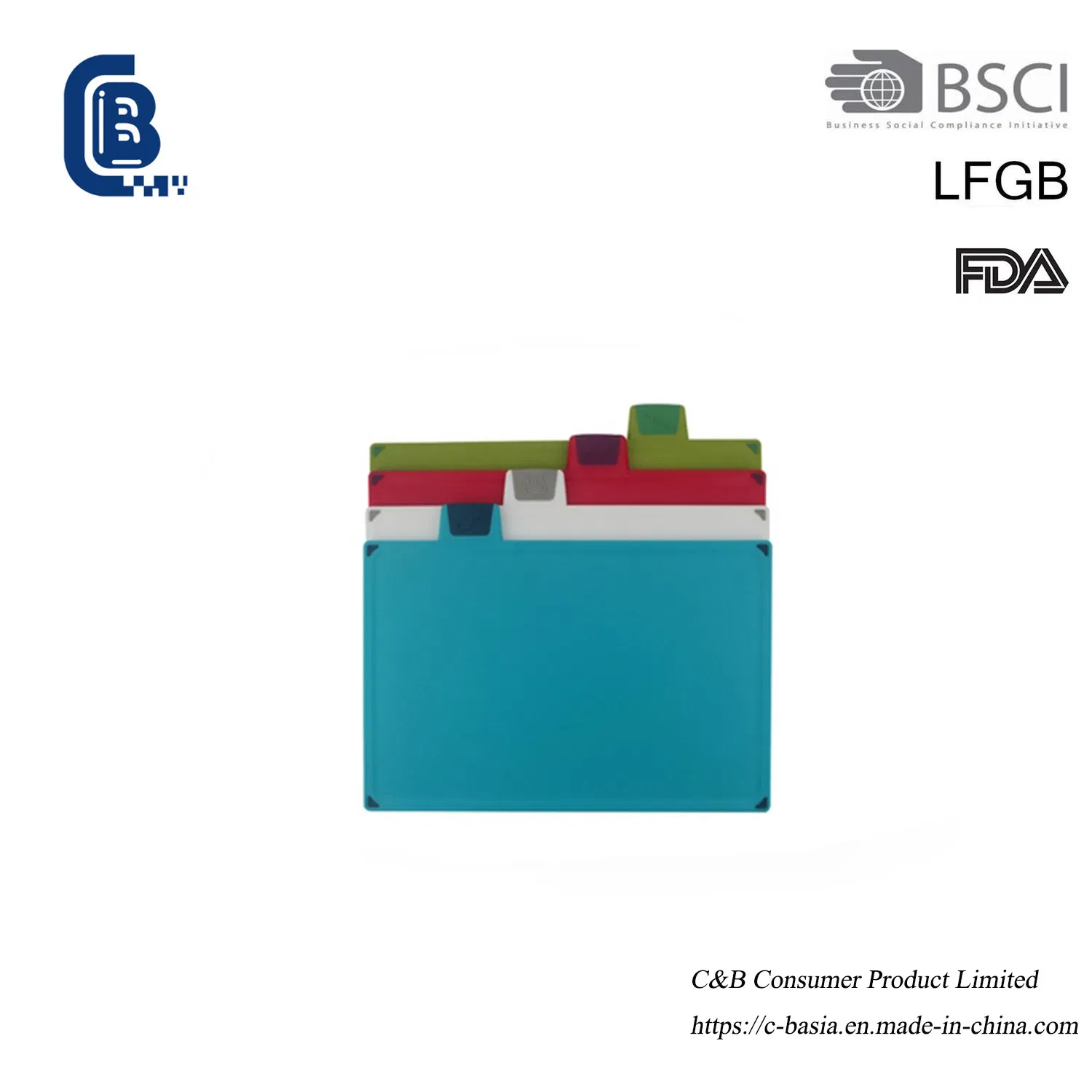 Heavy-Duty 4-Piece Index-Coded Plastic Kitchen Vegetable Cutting Board with Stand