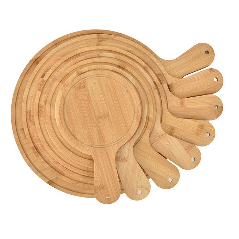 Round Bamboo Cutting Board with Handle Reversible Multipurpose for Cutting Chopping