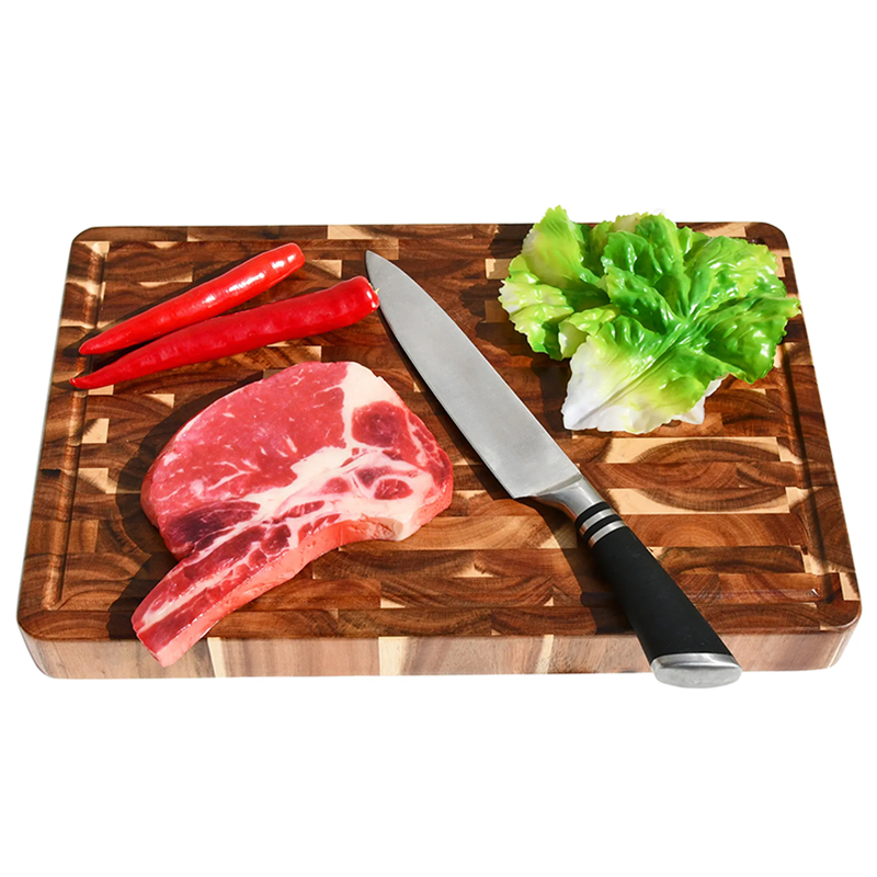 End Grain Wood Butcher Block Chopping Cutting Board with Juice Groove Hand Grips
