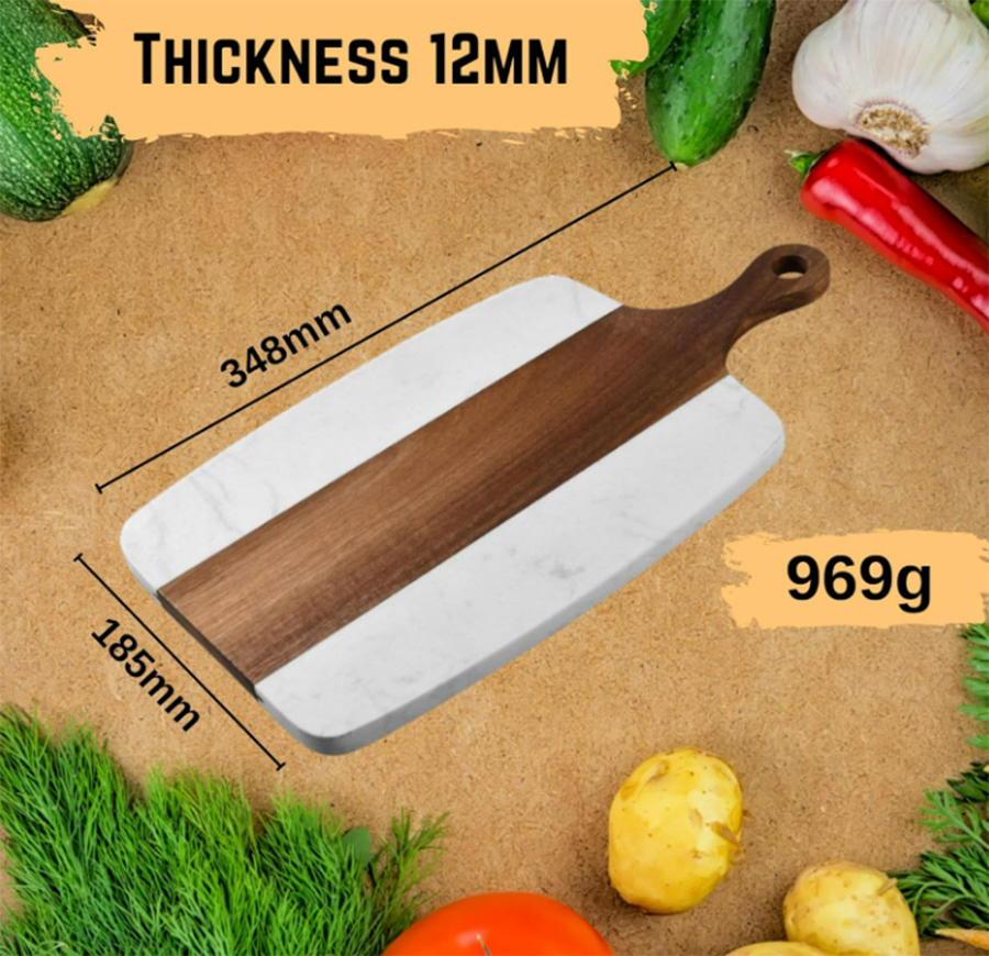 Non-Slip Acacia Wood and Marble Cutting Board