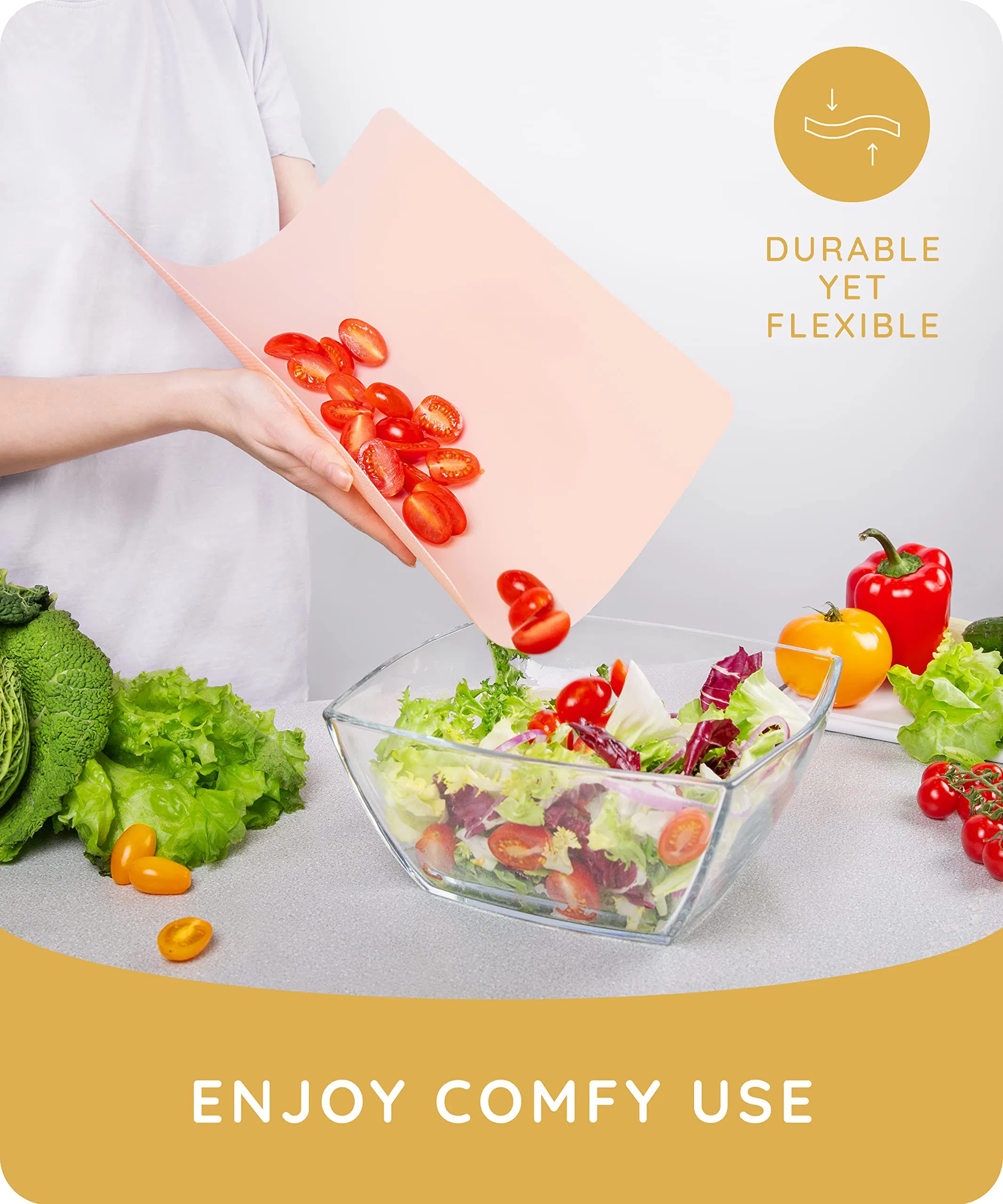 Extra-Thin Flexible Chopping-Cutting-Boards for Kitchen Mats Cooking Colored Non-Slip-Sheets Plastic Set