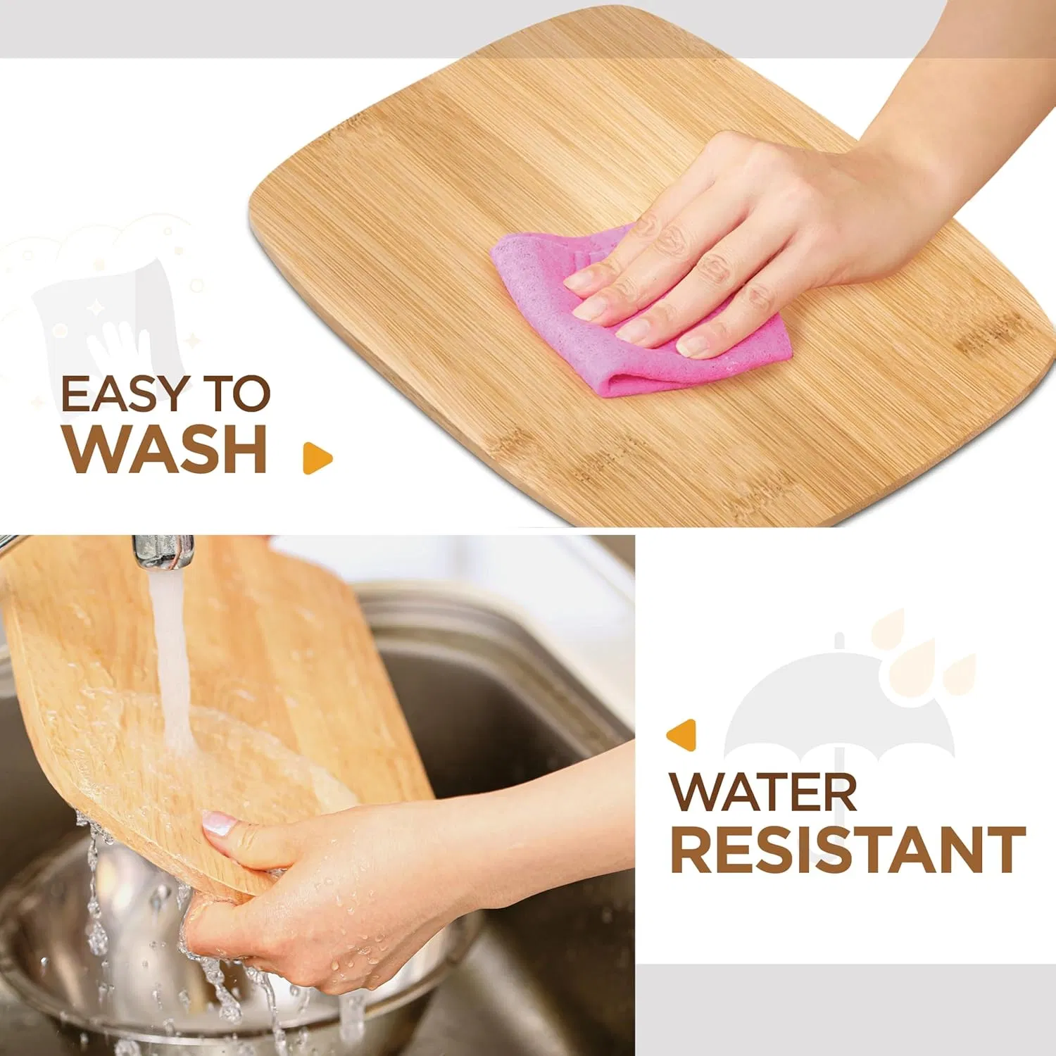 3 Piece Reversible Wood Cutting Boards for Kitchen, Chopping Meat, Vegetables, Fruit, Cheese, Charcuterie