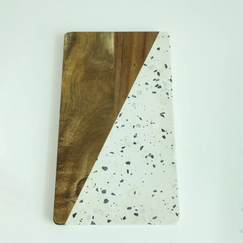 Homsense Reversible Wood Marble Cheese Cutting Board Chopping Board