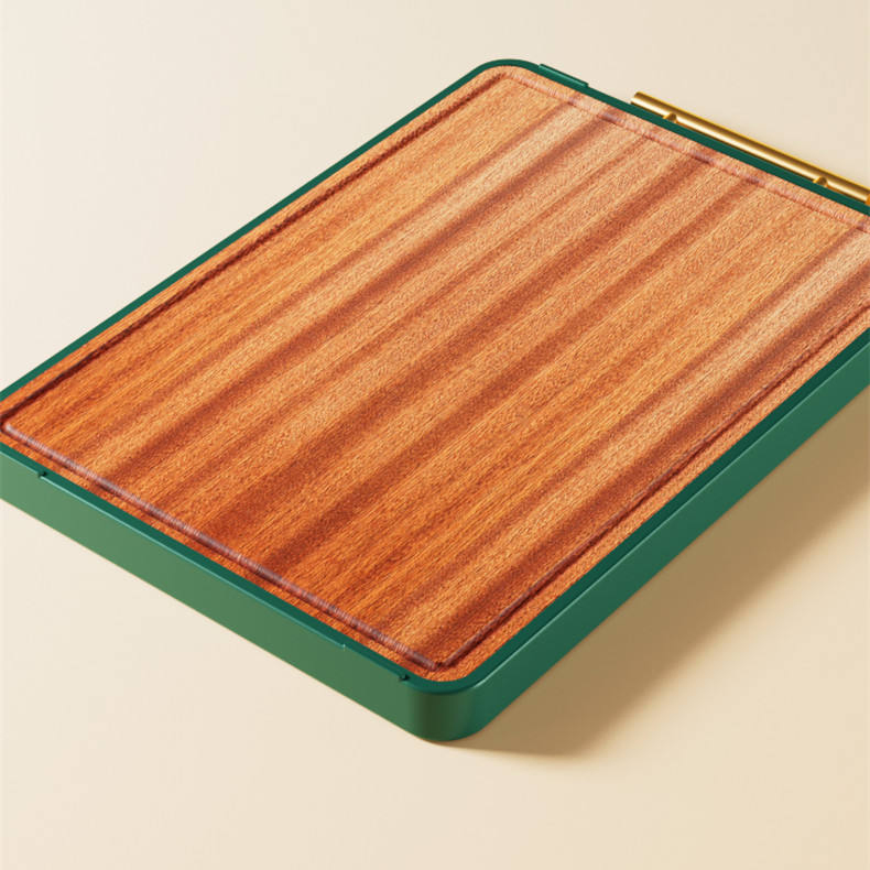 Kitchenware Bamboo Double Side Stainless Steel Chopping Board Block Wood Antibacterial Multifunctional Cutting Board with Handle