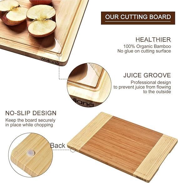 Extra Large Bamboo Cutting Board with Juice Groove Design