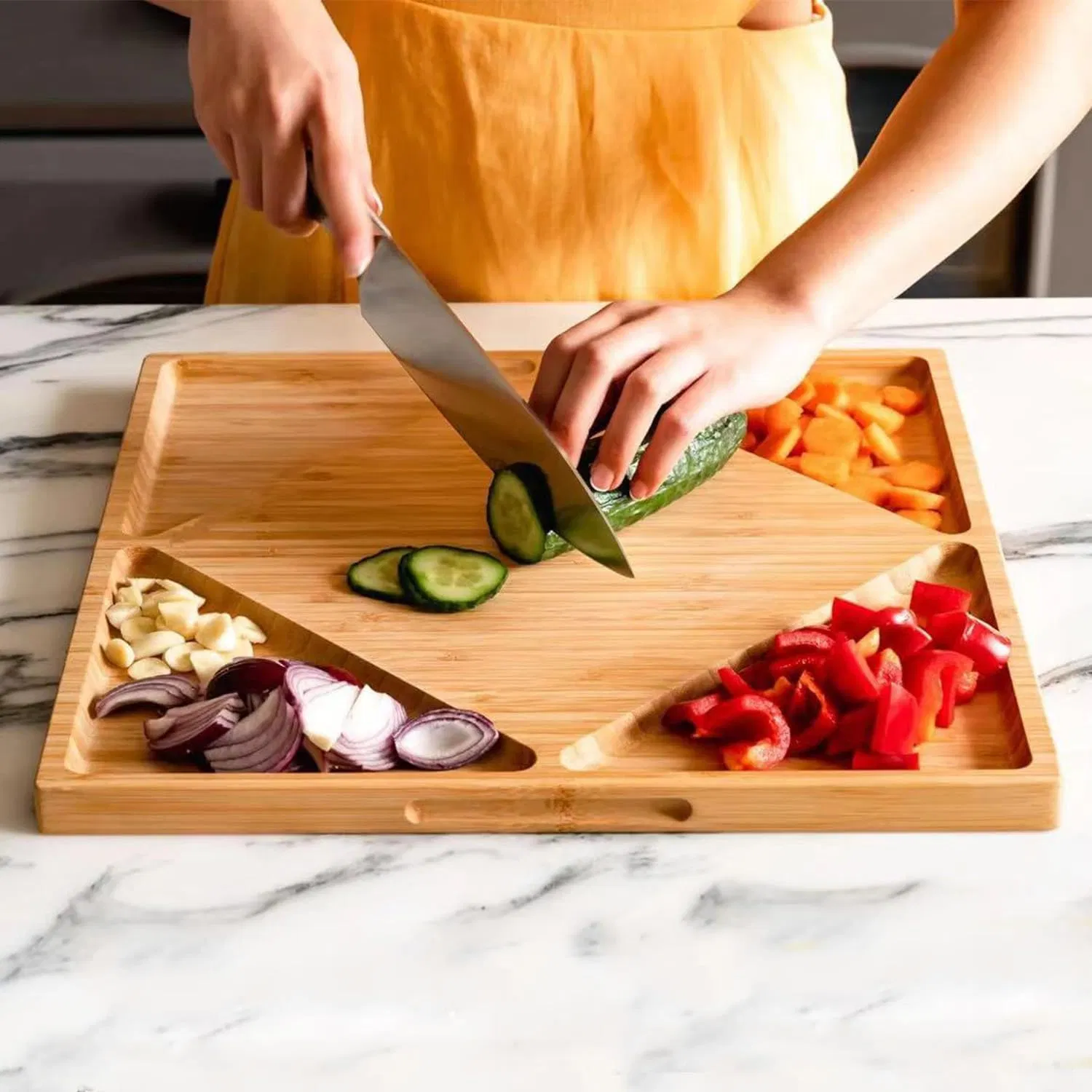 Cheese Board &amp; Serving Platter, Reversible Wooden Cutting Board for Kitchen