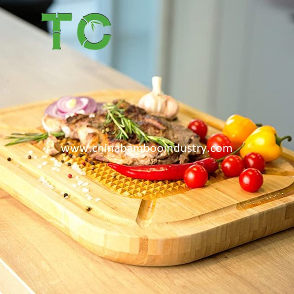 Hot Selling Double-Sided Premium Bamboo Carving Cutting Board - Kitchen Butcher Block with Deep Juice Groove - Reversible Wood Serving Tray