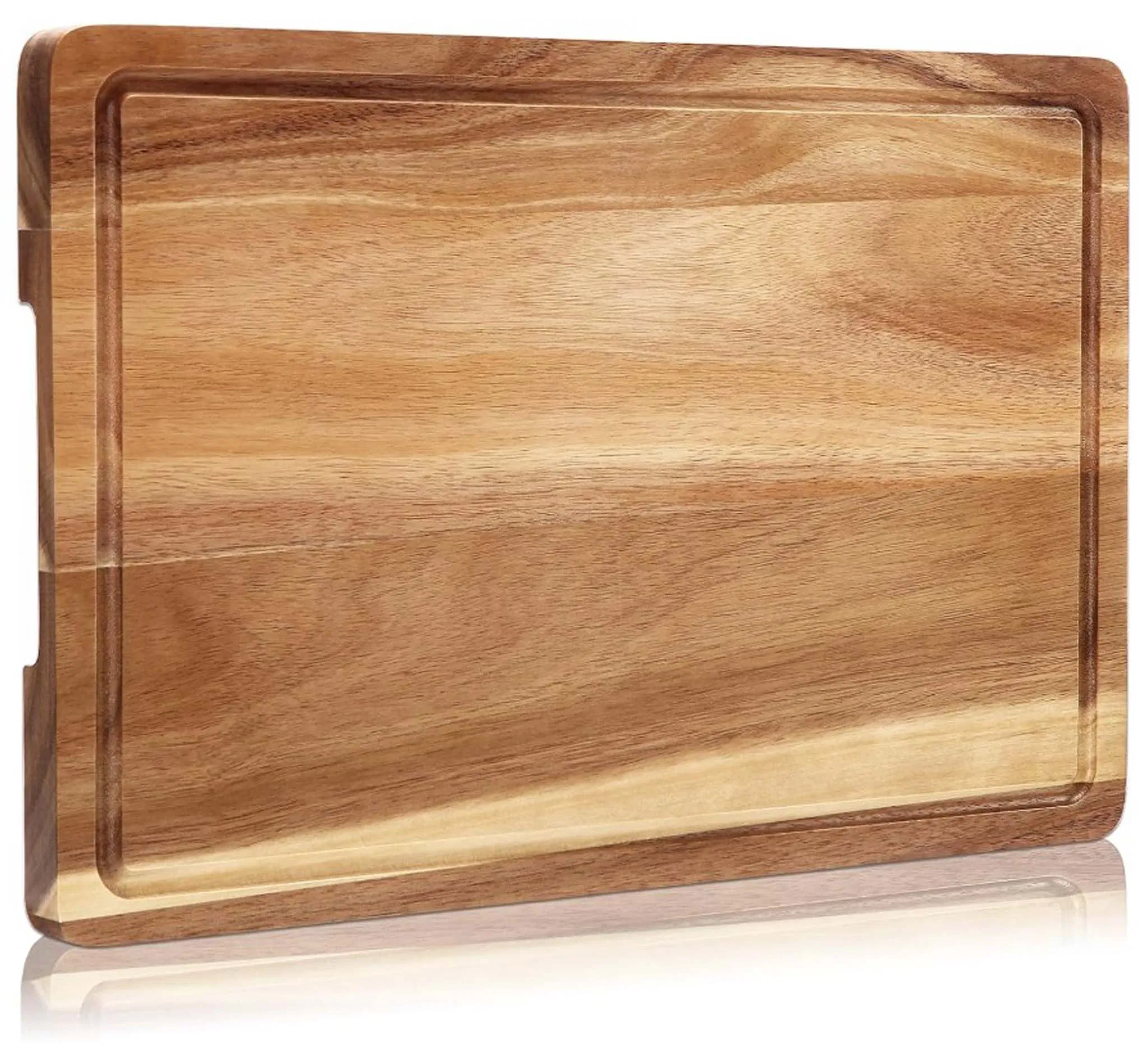 Extra Large 18X12 Acacia Wood Cutting Board with Deep Juice Grooves