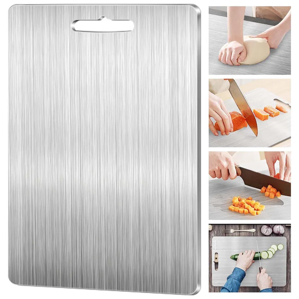 New 100% Pure Titanium Cutting Boards for Kitchen Double-Sided Titanium Chopping Board for Cutting Meats Fruits and Vegetables