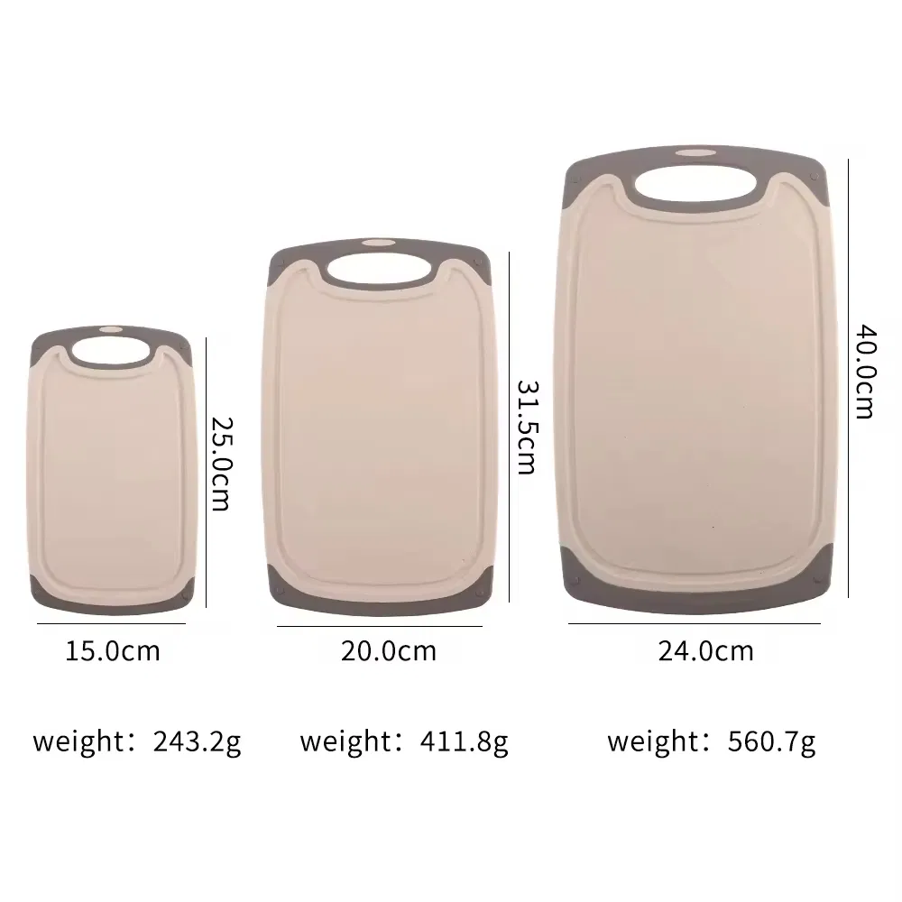 Custom Premium 3 Piece Durable Plastic Multifunction Chopping Board Set PP Vegetable Meat Cutting Board for Kitchen