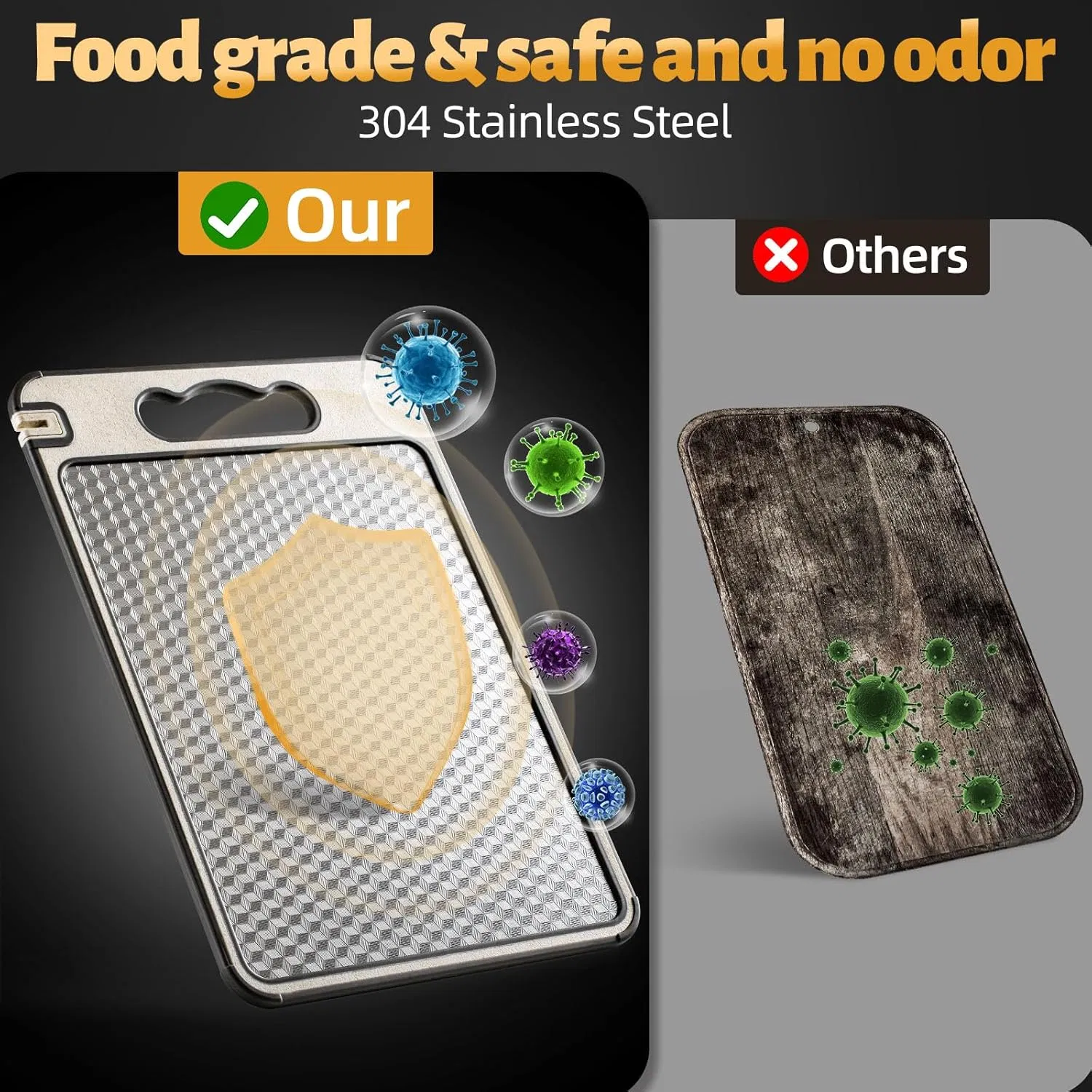 Stainless Steel Cutting Board for Kitchen, Double Sided Non-Slip Scratch-Resistant Mesh Design