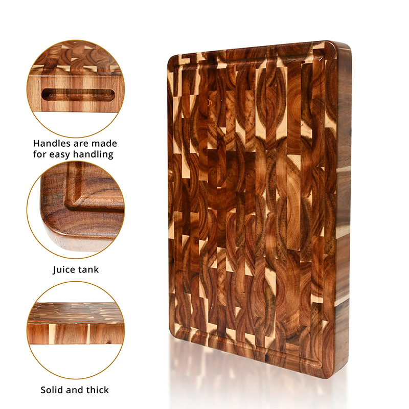 End Grain Wood Butcher Block Chopping Cutting Board with Juice Groove Hand Grips