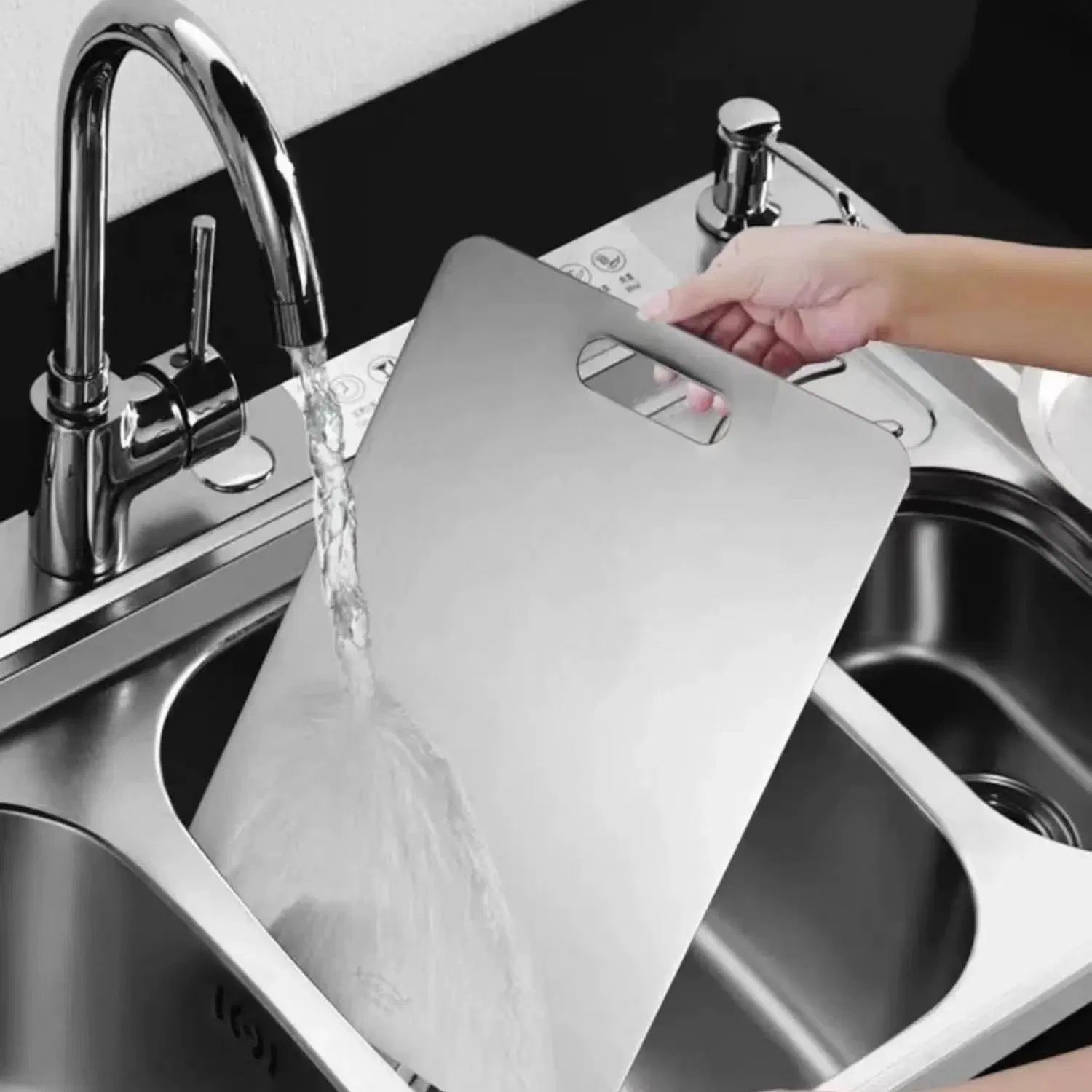 Food-Grade Antibacterial Anti-Mold Household Stainless Steel Double-Sided Kitchen Cutting Chopping Board