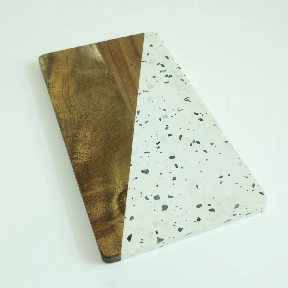 Homsense Reversible Wood Marble Cheese Cutting Board Chopping Board