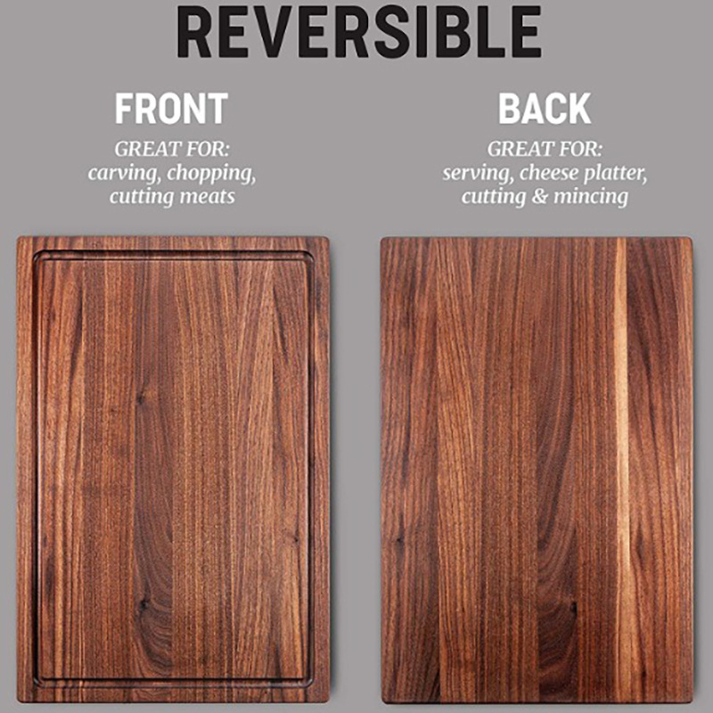 Cutting Board Wood Thick Butcher Chopping Block with Concave Sink