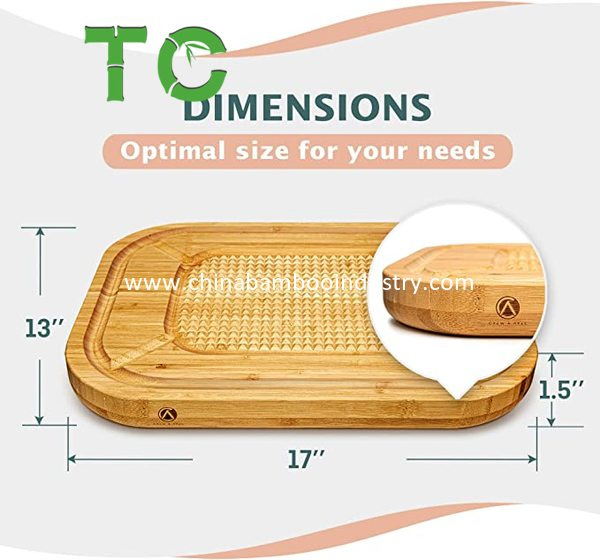 Hot Selling Double-Sided Premium Bamboo Carving Cutting Board - Kitchen Butcher Block with Deep Juice Groove - Reversible Wood Serving Tray