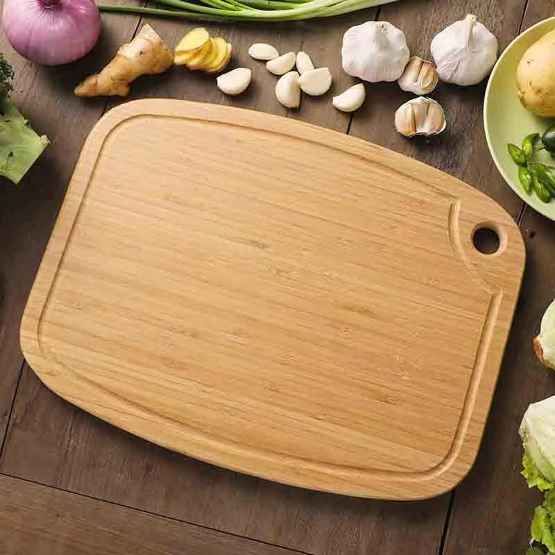 Bamboo Cutting Board Set Organic Wooden Cutting Board for Kitchen Durable &amp; Easy Grip Hanging Handles Easy to Clean