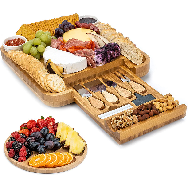 Large Charcuterie Boards Set Cheese Platter Bamboo Cheese Board