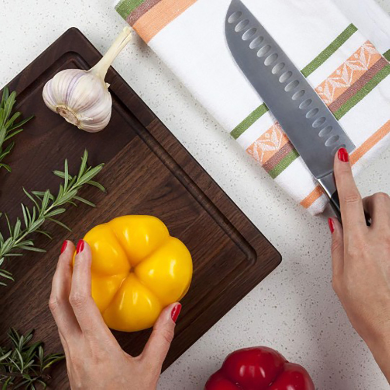 Cutting Board Wood Thick Butcher Chopping Block with Concave Sink