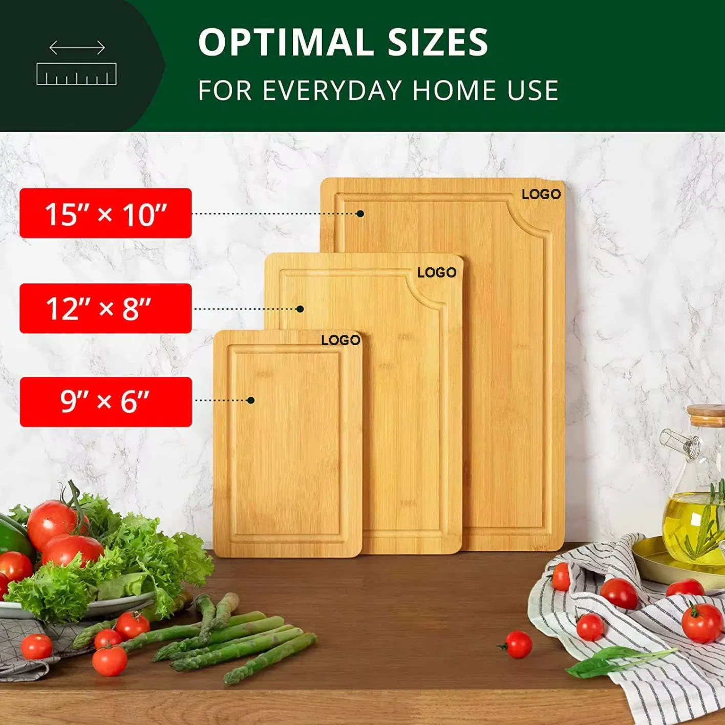 Cutting Board for Kitchen Large Organic Bamboo Chopping Block with Juice Groove