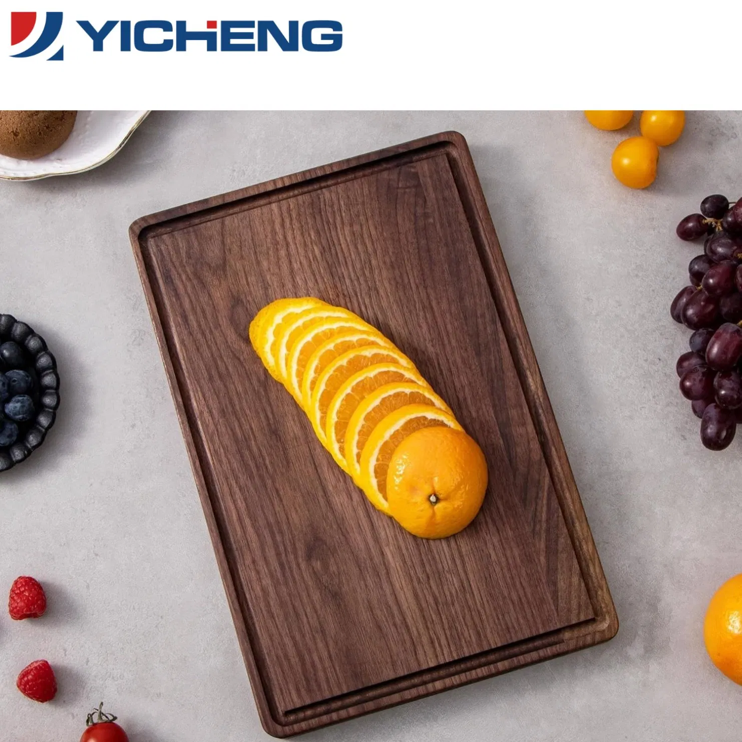 Large Acacia Wood Cutting Board with Juice Grooves for Kitchen Meal Prep Outdoor Food Serving Chopping Board