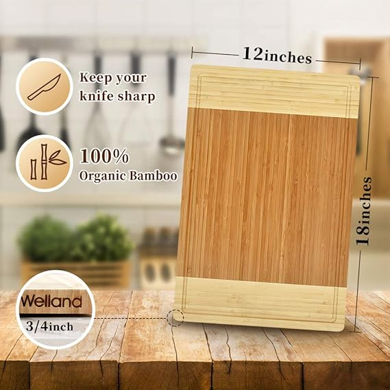 Extra Large Bamboo Cutting Board with Juice Groove Design