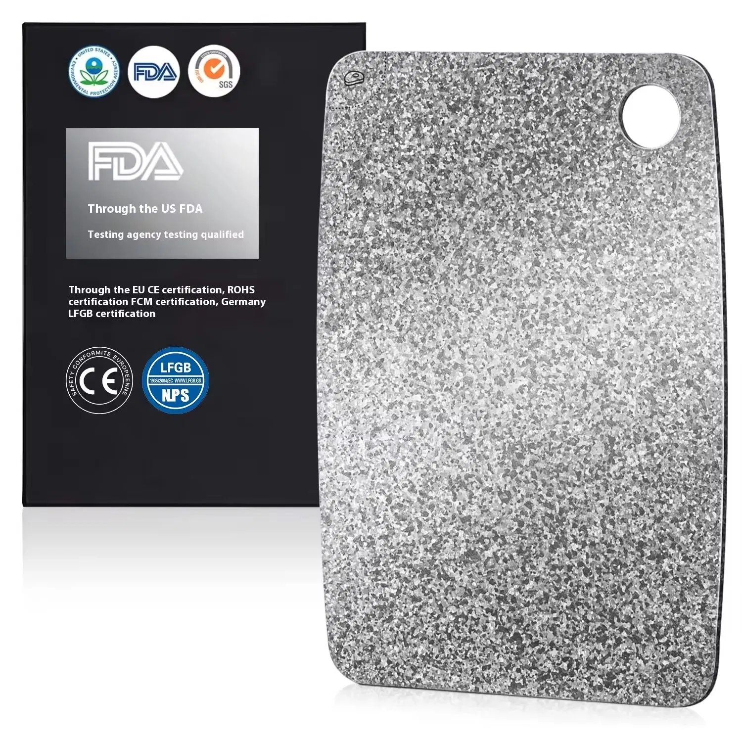 Pure Titanium Chopping Board with Double-Sided Ice Pattern Crystalline Grain Anti-Mildew Antibacterial Tia Cutting Board Block