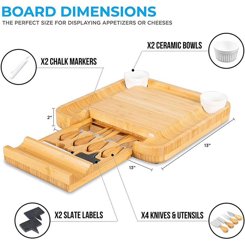 Large Charcuterie Boards Set Cheese Platter Bamboo Cheese Board