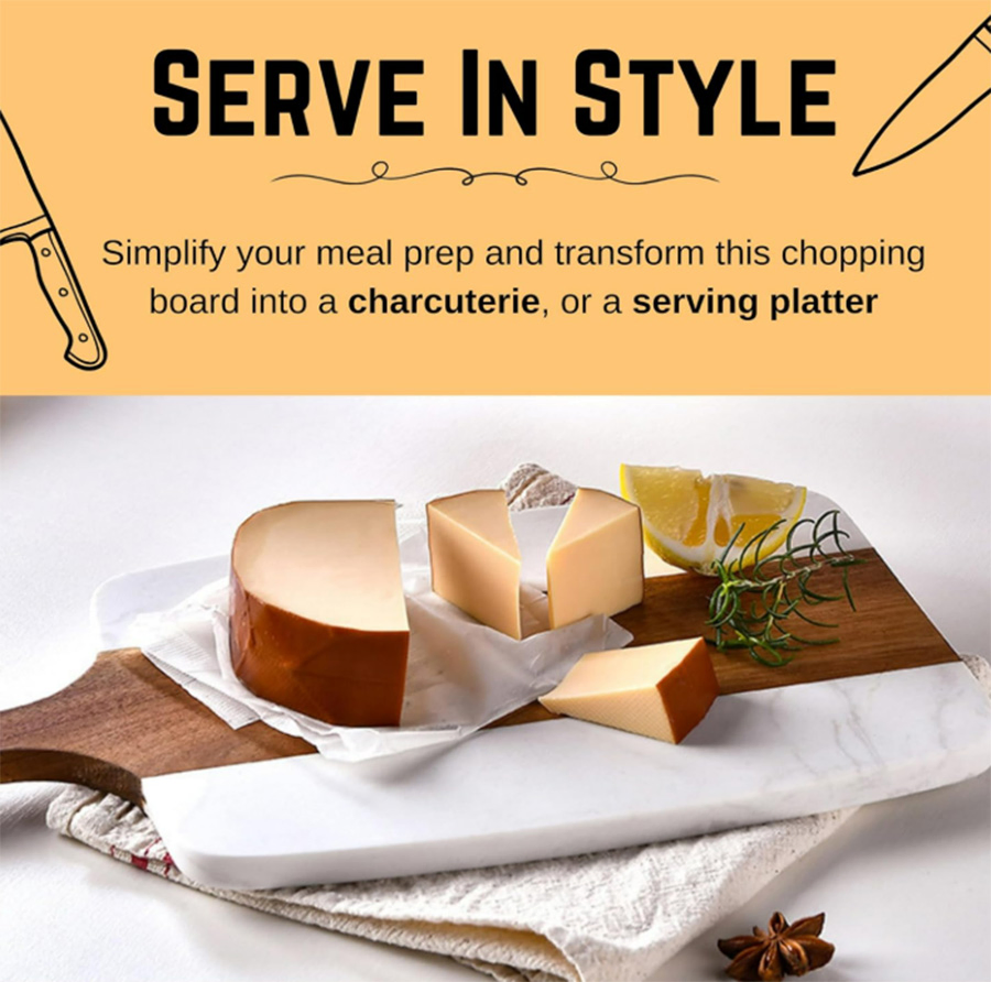 Non-Slip Acacia Wood and Marble Cutting Board