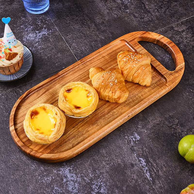 Stylish Acacia Wood Serving Tray with Comfortable Grip Handles