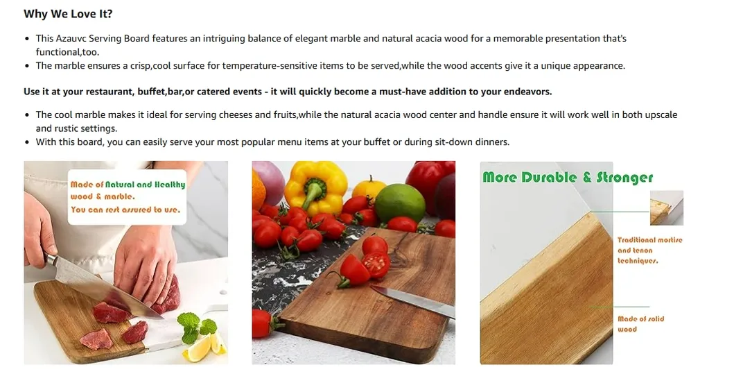 Marble and Wood Cutting Board Detail 3