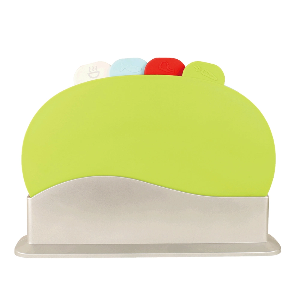 4 Color-Coded Index Cutting Board Set with Stand