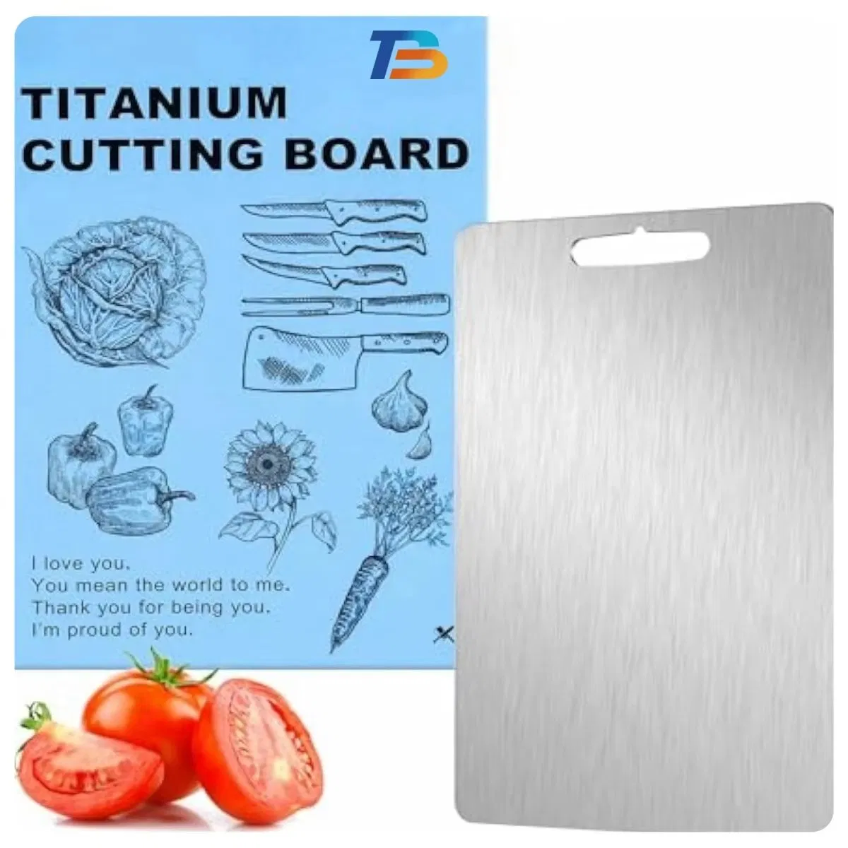 Food-Grade Pure Titanium Cutting Boards for Kitchen, Butcher Block Board for Meat, Cheese, Vegetable, Heavy Duty Chopping Boar