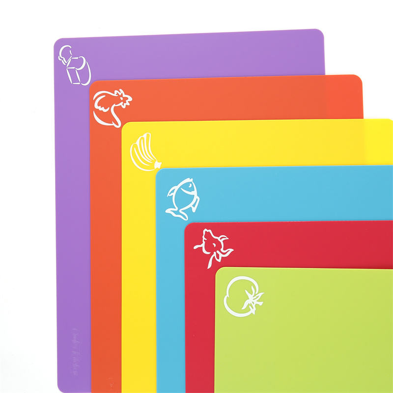 Hot Sale Different Color Cheap PP Flexible Plastic Colored Cutting Board Mats Set Kitchen