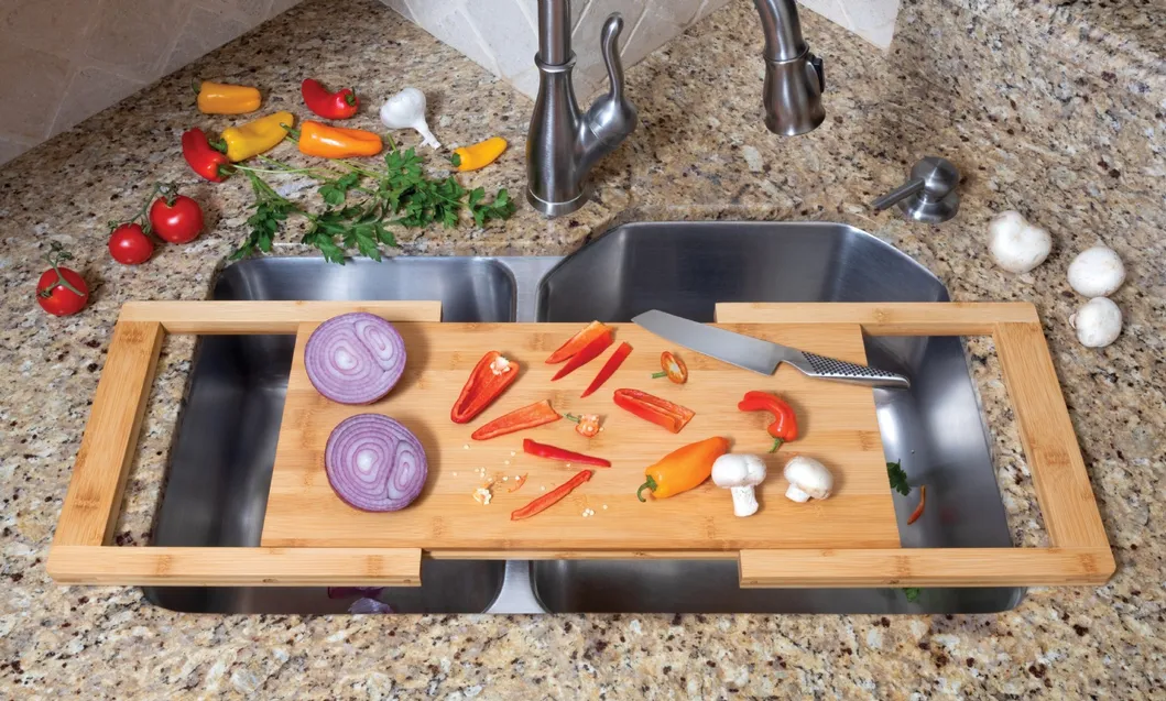 Bamboo Over-The-Sink Expandable Cutting Board