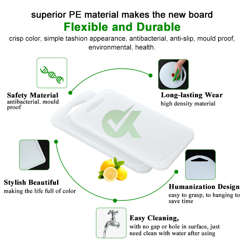 Non Slip White Round Custom Sink Color Coded Personalized HDPE Cutting Board
