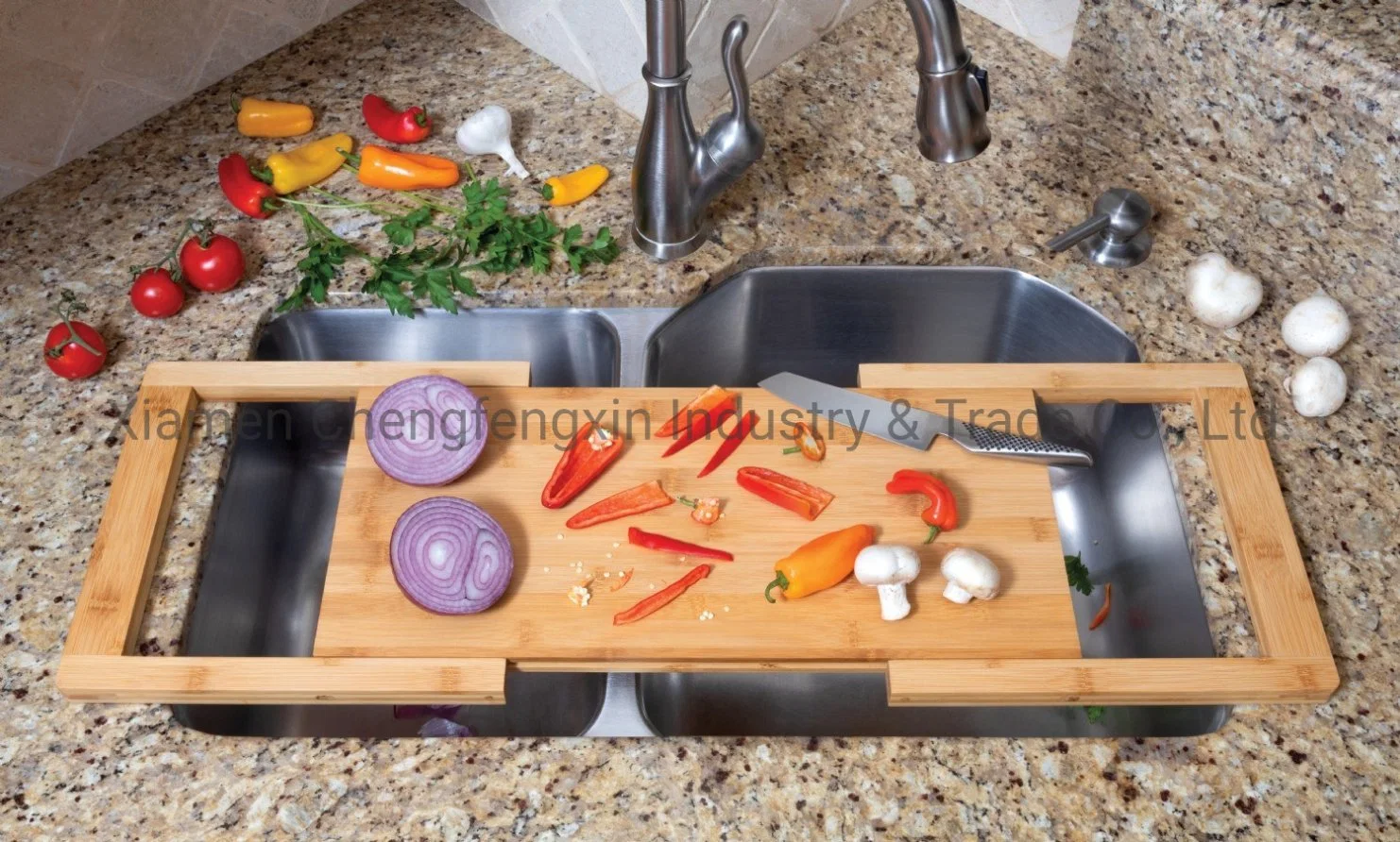 Bamboo Over-The-Sink Expandable Cutting Board