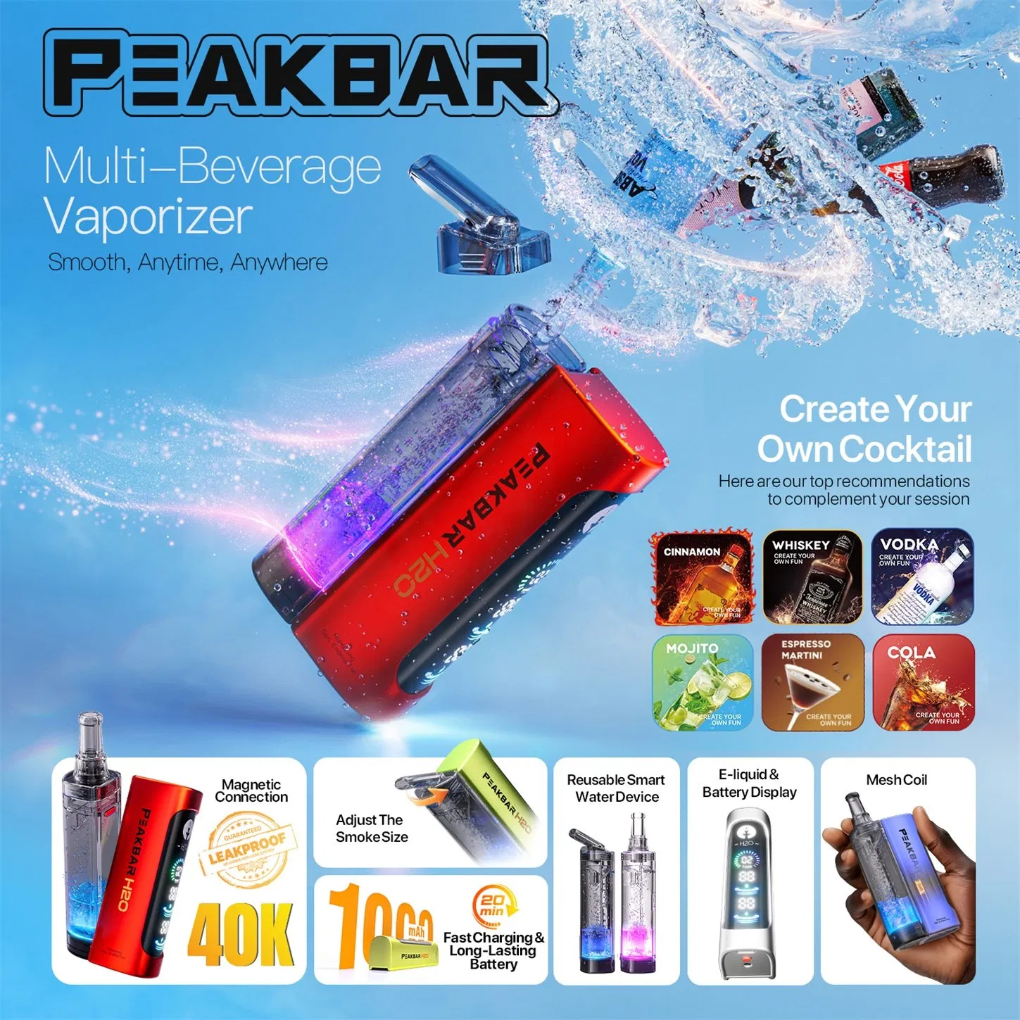 Full LCD Screen Factory Wholesale Rechargeable Battery Prefilled 2ml E Juice Multi Flavors Disposable Vape Pod Device