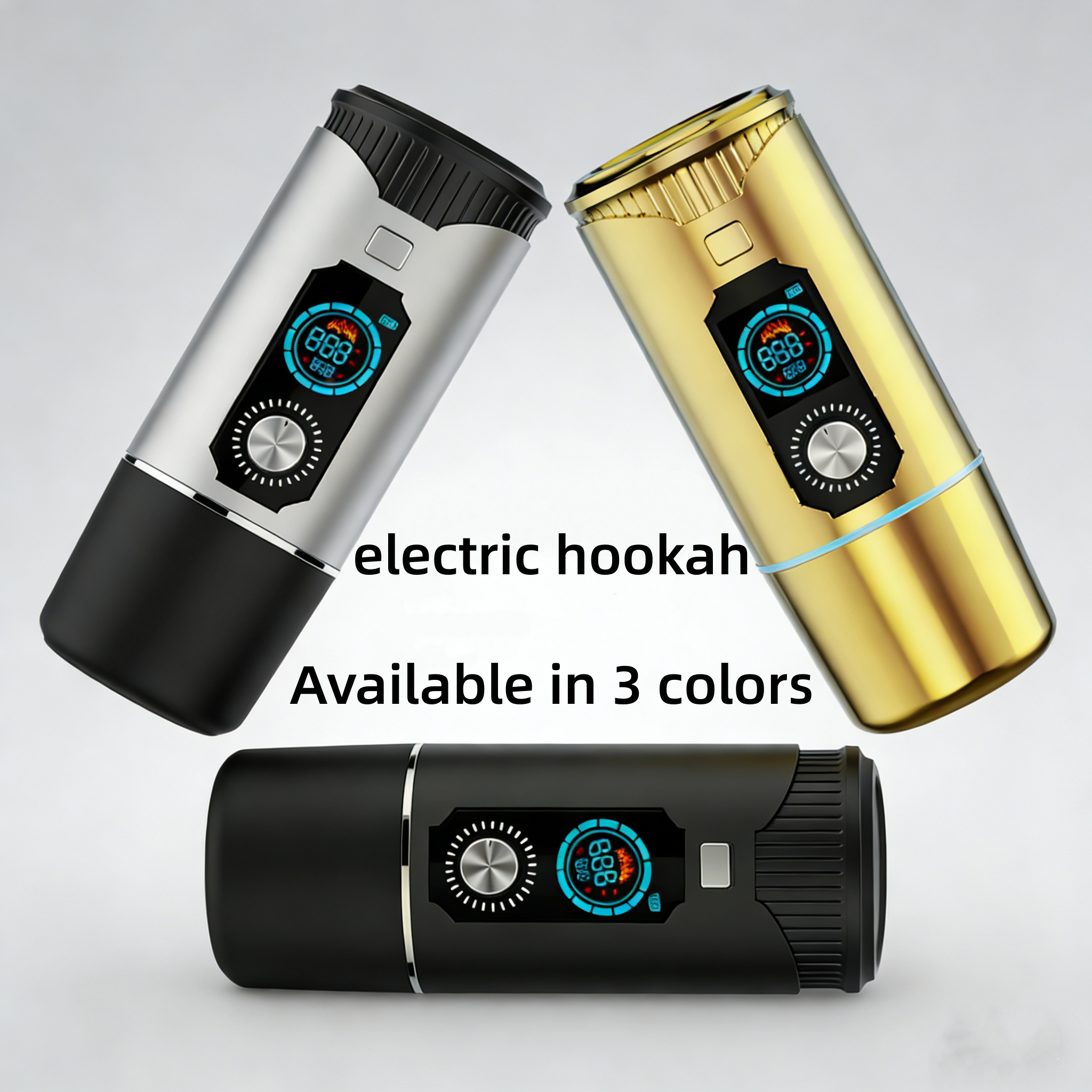 Portable Luxury Electric Hookah Mini Electronic Shisha Cup Mirror LED Lighting Travel-Friendly Gift Box Fast Heating Hookah Head