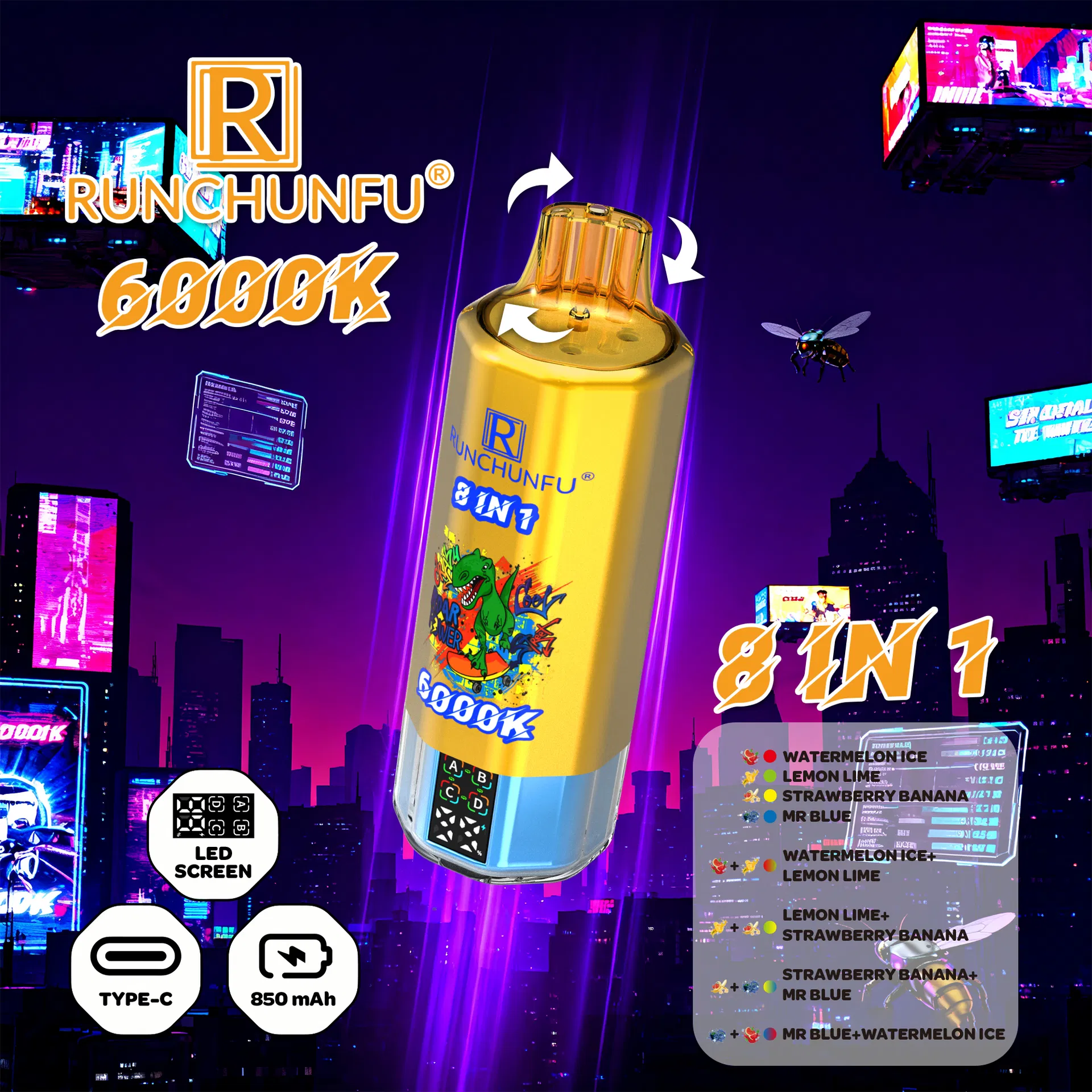 6000K Puffs Wholesale Disposable Electronic Cigarette Puff 15K 25K Dual Pod Dual Mesh Coil Device Vapers Puff