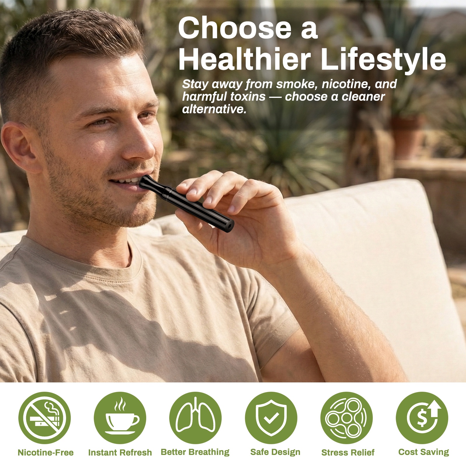 Fixed Air Resistance Premium Stainless Steel Quit-Vaping Tool Handheld Inhaler For Mindfulness Meditation Zero-Smoke