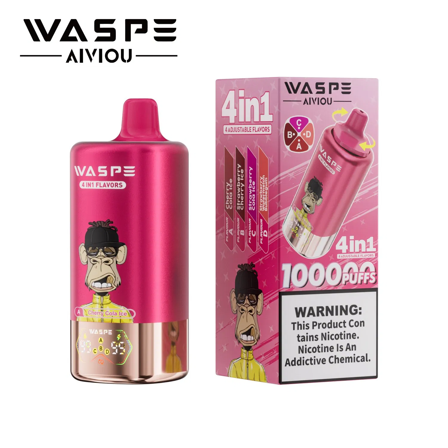 Waspe Vape 100K 80K 60K 40K Puffs Rechargeable Disposable E-Cigarette Pen 4 Flavors Vaper Pod Device EU Stock for Germany Spain Market