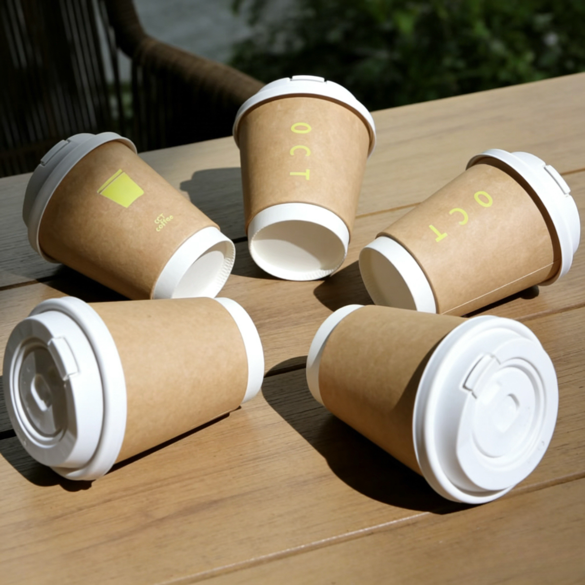 Disposable Custom Logo Double Wall Tea Paper Cups PE Lined Hot Coffee Paper Cups with Lid