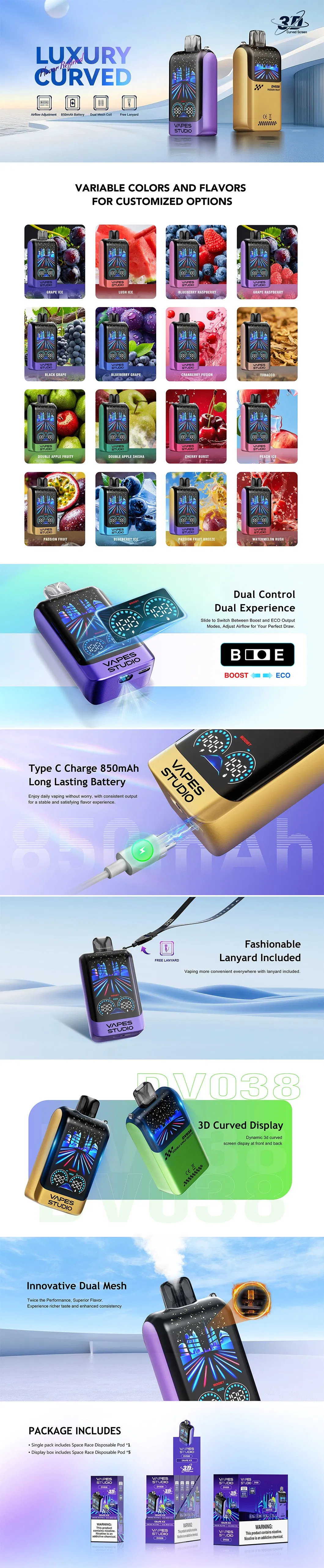 Detailed Features of 35000 Puffs 3D Display Disposable Pod Device