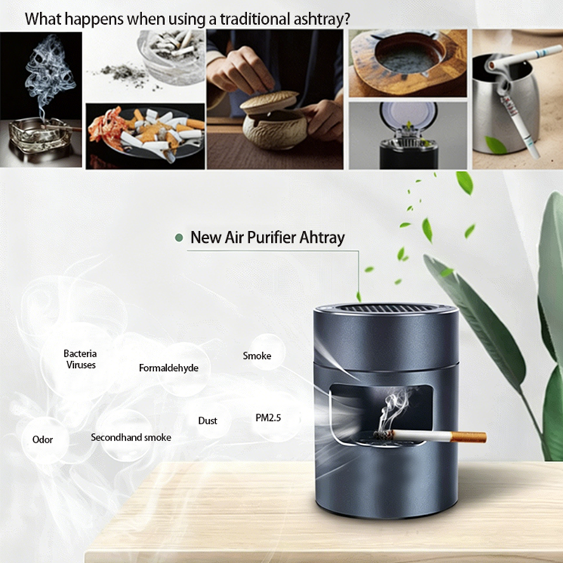 Premium Aluminum Electronic Ashtray Smoke Eater for Cigarettes &amp; Smokers