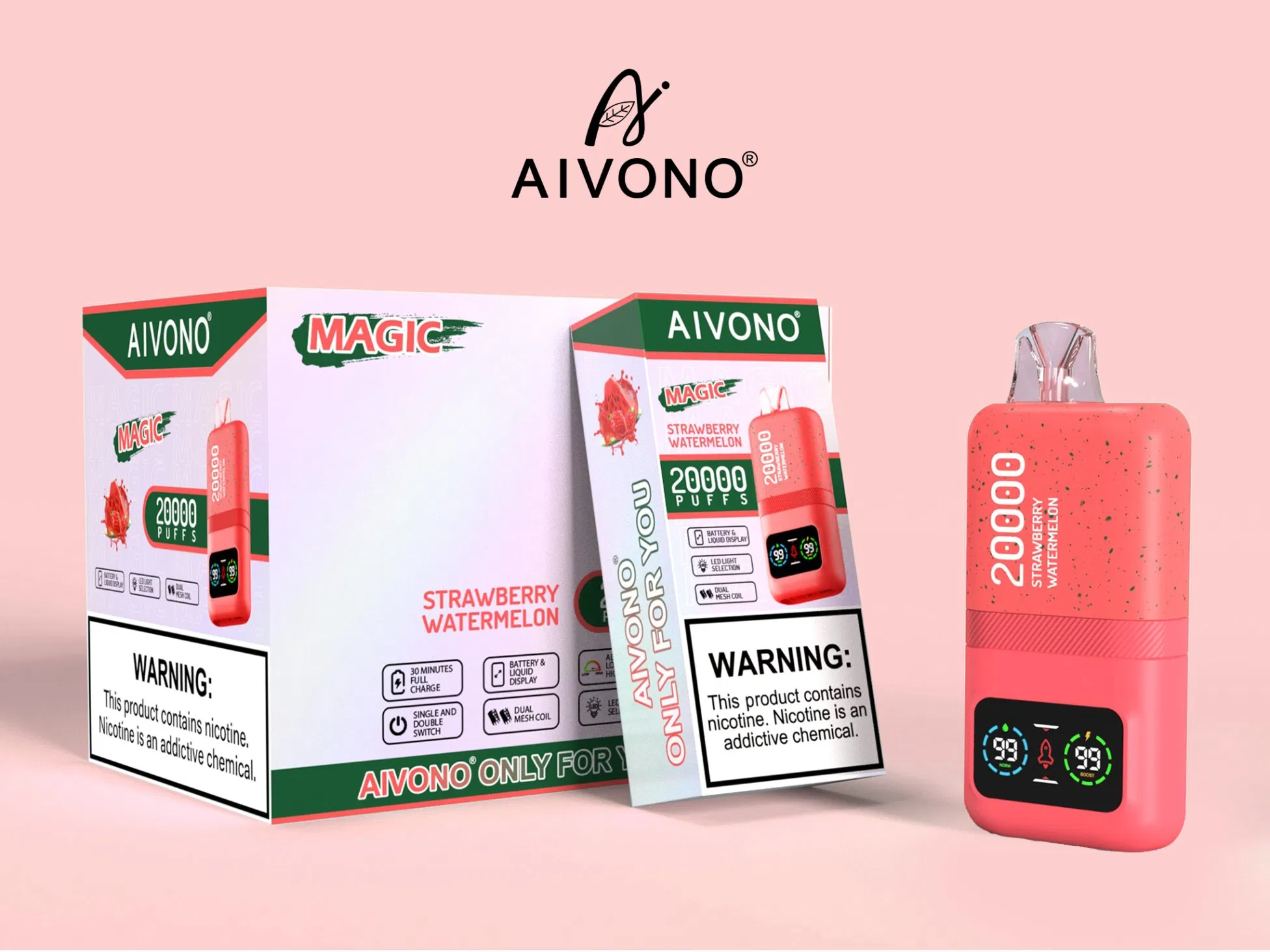 OEM/ODM Vape Aim Magic 20000puffs Mesh Coil Disposable Vape Big Full Screen Prefilled Vape Pod Device with Dual Power Mode