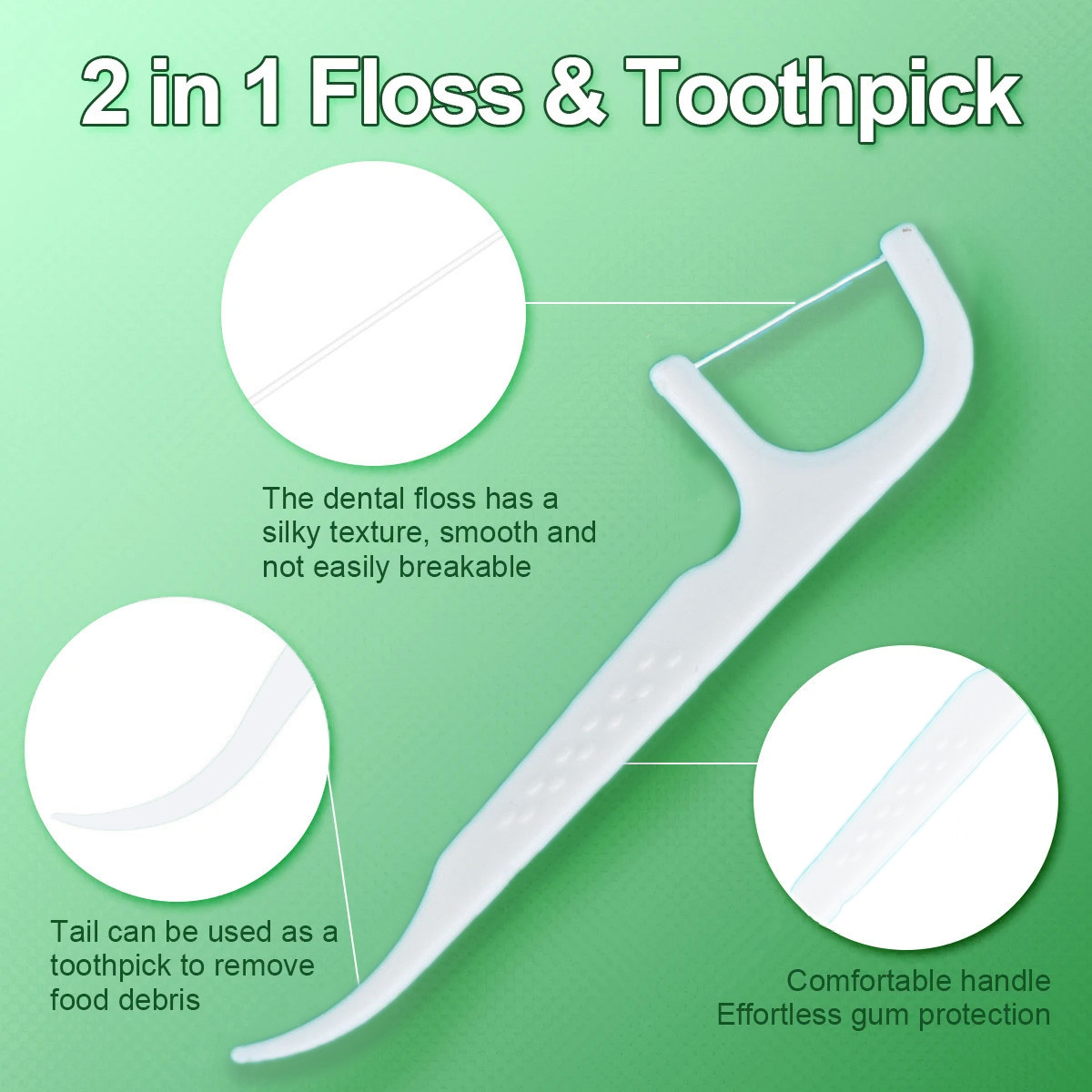 Portable Disposable Biodegradable Material Oral Cleaning Teeth Mint Flavored Dental Floss Stick