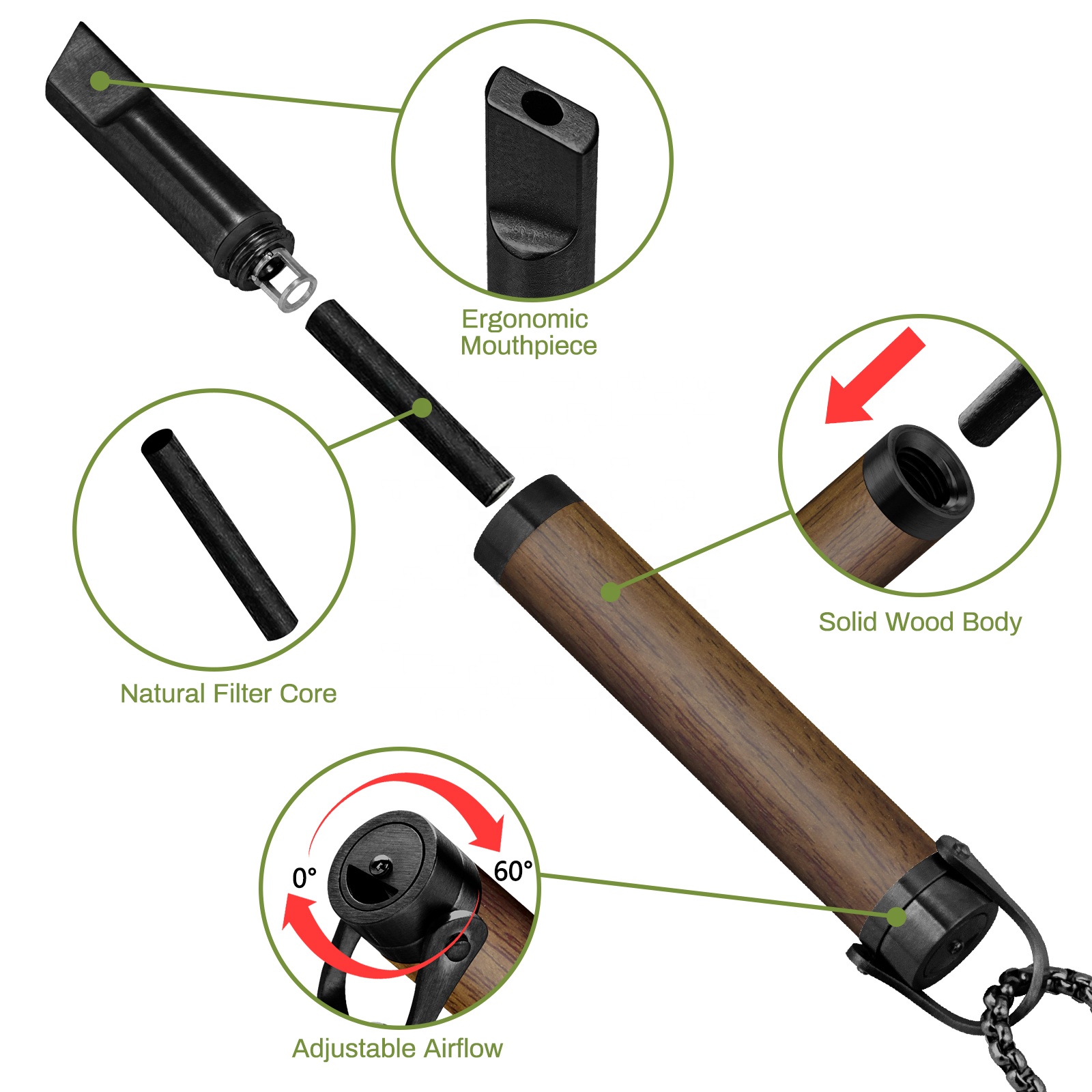 Custom Flavored Air Stainless Vaporless Smokeless Free-Nicotin Inhaler Quit Smoking Stick with Cores