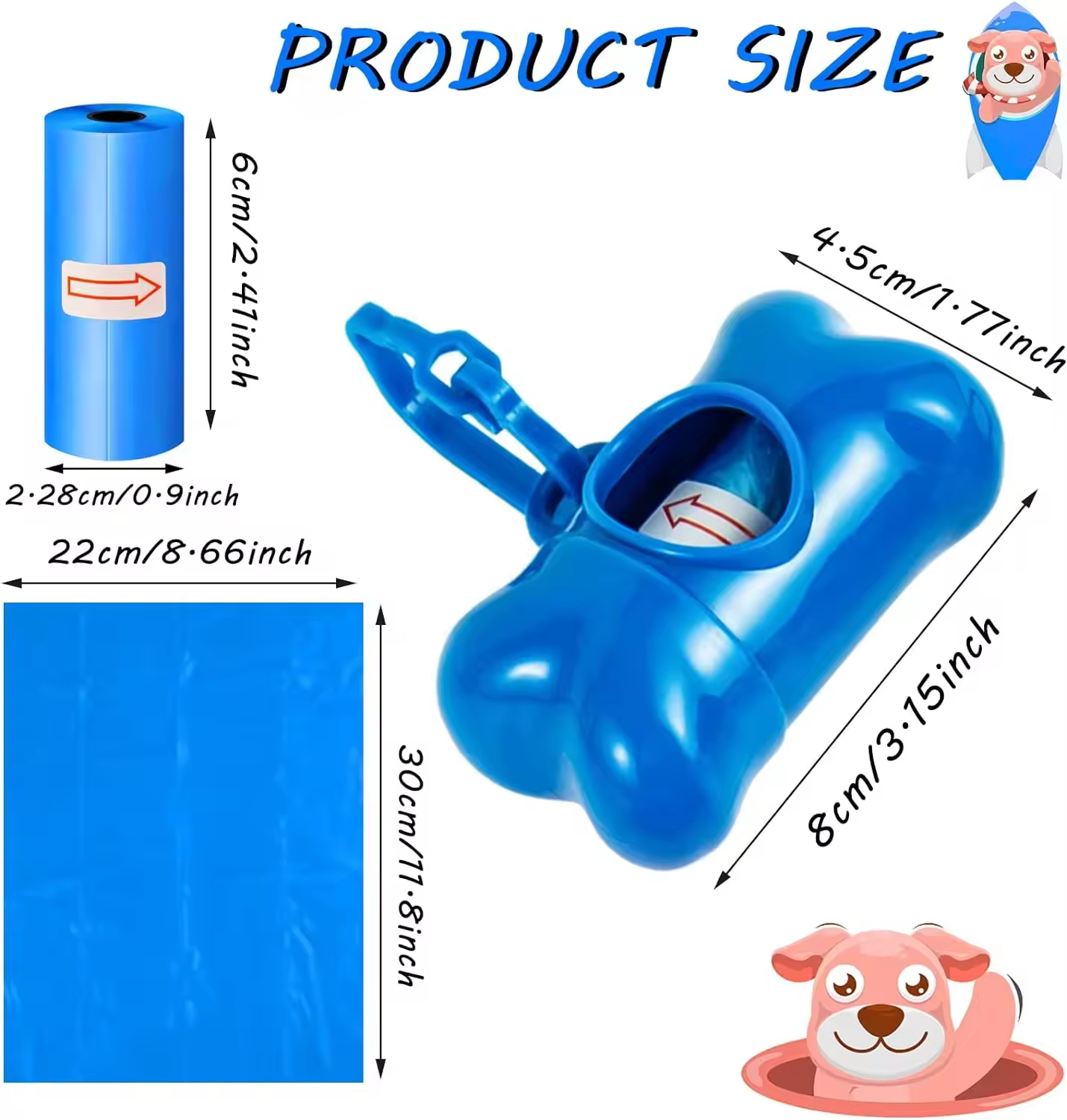 Wholesale Custom Logo Bone Shape Dog Poop Bag Holder Biodegradable Pet Waste Dog Poo Bags