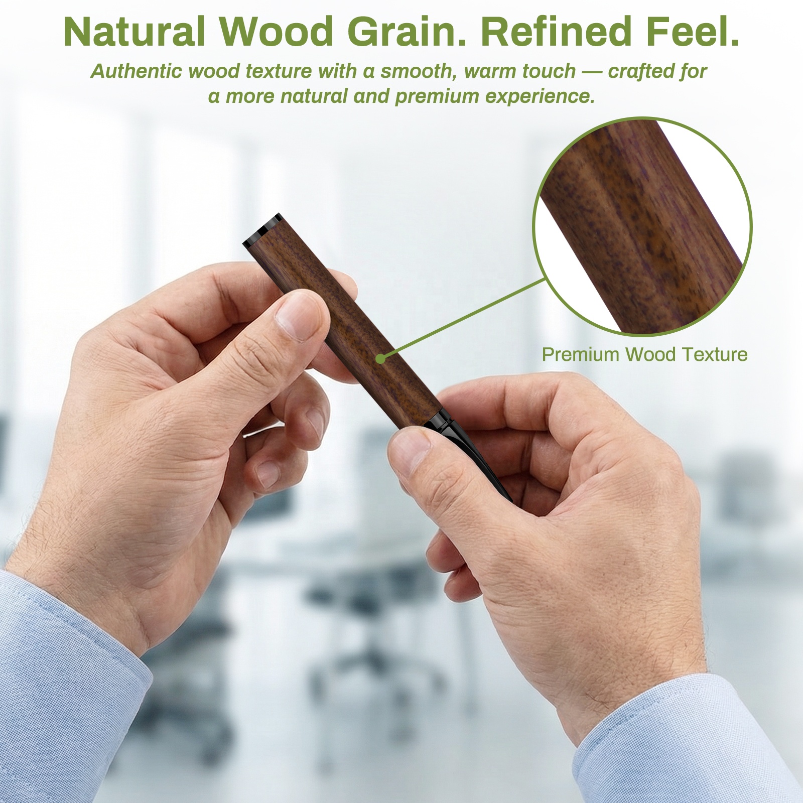 Quit-Vaping Tool Natural Wood &amp; Stainless Steel Handheld Inhaler Standard Airflow To Quit Smoking Habit Travel Friendly